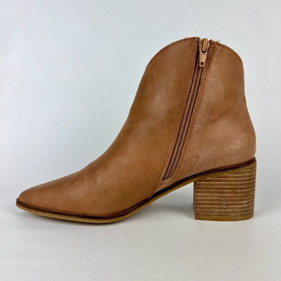 Lucky Brand Womens Cosmio Western Booties Brown Leather Block Heel size 9.5M - Picture 7 of 16